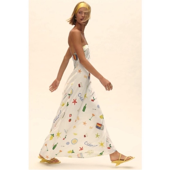 For love & lemons Carla Italian summer strapless maxi dress size XL New With Tag - Picture 2 of 8